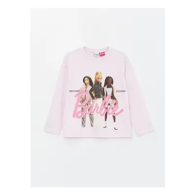 LC Waikiki Crew Neck Barbie Printed Long Sleeve Girls T-Shirt