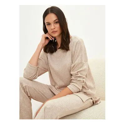 LC Waikiki Crew Neck Plain Long Sleeve Women's Pajama Top