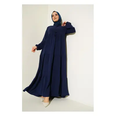 Bigdart Collar Laced Hijab Dress - C.navy