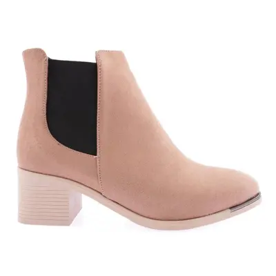 DGN Women's Flat Toe Ankle Boots with Elastic Sides. Heels.