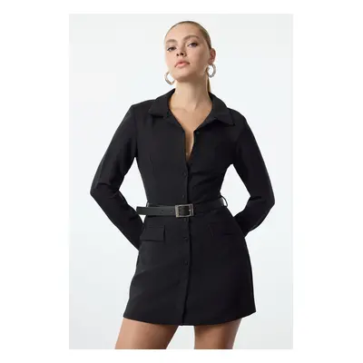 Trendyol Black Belted Dress-Look Jumpsuit