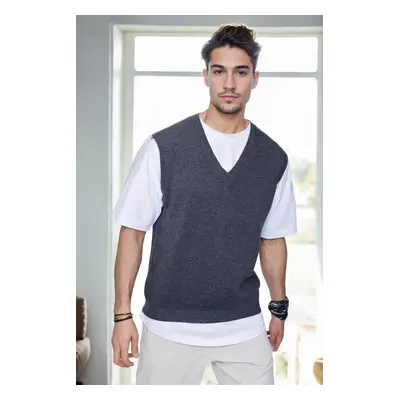 26088 Dewberry V-Neck Mens Sweater-ANTHRACITE