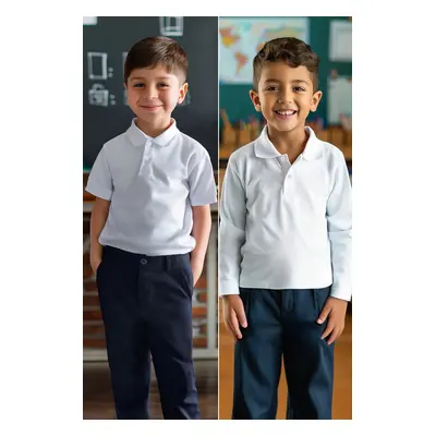 Trendyol White Unisex 2-Piece Polo Collar Set T-Shirt