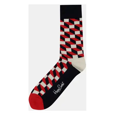 Červeno-bílé vzorované ponožky Happy Socks - unisex