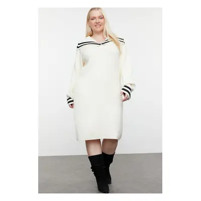 Trendyol Curve Cream Sailor Collar Premium Soft Fabric Knitwear Dress