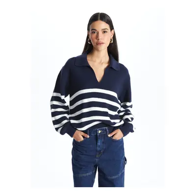 LC Waikiki Polo Neck Striped Long Sleeve Women's Knitwear Sweater