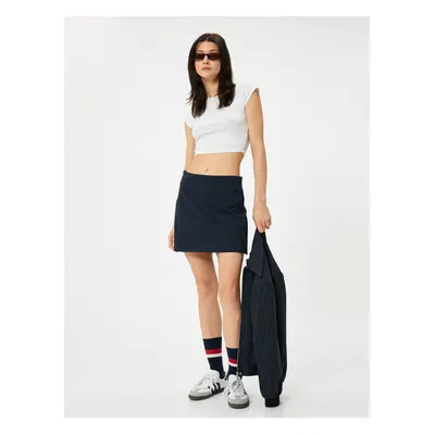 Koton Mini Shorts Skirt Normal Waist Button Detailed