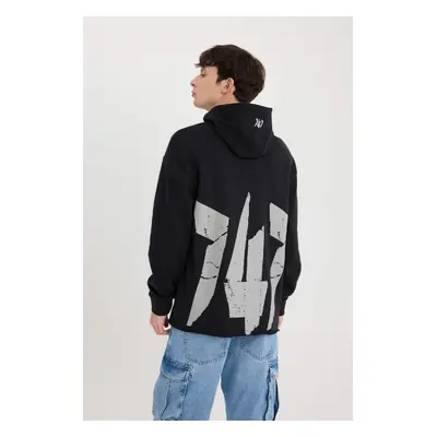 DEFACTO Boxy Fit Hooded Back Printed Sweatshirt