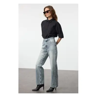 Trendyol Blue Stone High Waist Wide Leg Jeans