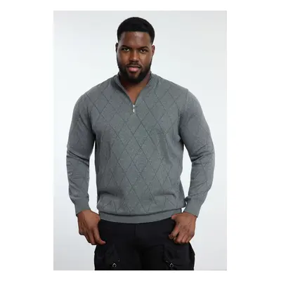 Trendyol Gray Men's Regular Half Turtleneck Baklava Knitwear Plus Size Sweater