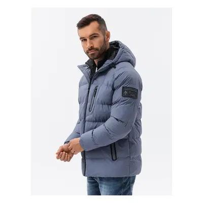 Ombre Heavily insulated quilted men's jacket with raglan sleeves - extinguished purple