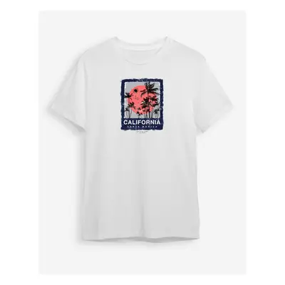 Trendyol White California Printed Regular Cut T-shirt