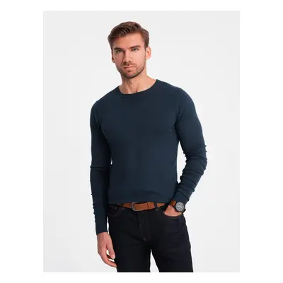 Ombre Classic men's sweater with round neckline - navy blue