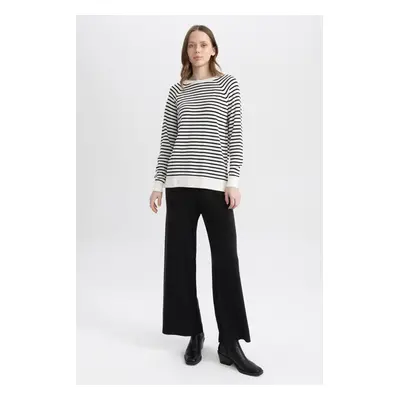 DEFACTO Relax Fit Knitted Trousers Basic Straight Waist Elastic Wide Leg