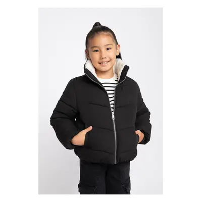 DEFACTO Girl's Water Repellent Stand Collar Plush Lining Coat