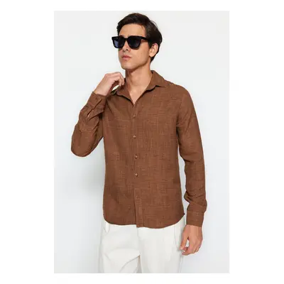 Trendyol Brown Slim Fit Linen Look Shirt