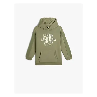 Koton Hooded Sweatshirt City Printed Kangaroo Pocket Raised Cotton