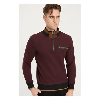 1039 DEWBERRY MENS SWEATSHIRT-BLACK-BURGUNDY