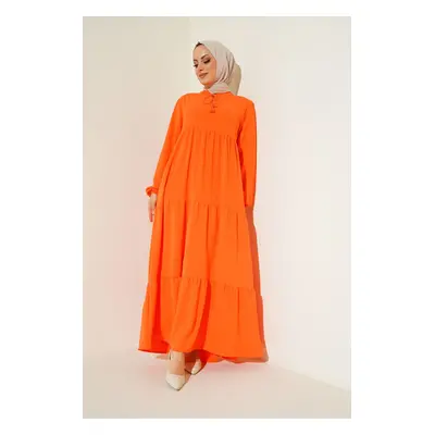 Bigdart Collar Lace-up Hijab Dress - Orange