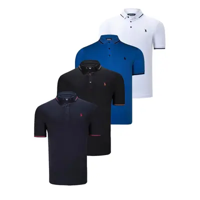 QUADRUPLE SET T8586 DEWBERRY MEN'S T-SHIRT-BLACK-WHITE-NAVY-SAKS