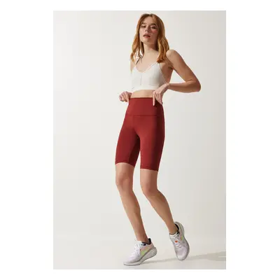 Happiness İstanbul Women's Burgundy High Waist Compression Cycling Tights