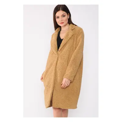 Z6661 DEWBERRY LADIES PLUSH COAT-MUSTARD