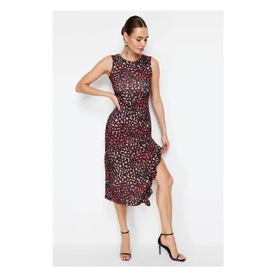 Trendyol Multicolored Animal/Leopard Printed Fitted Stretchy Knitted Maxi Pencil Dress