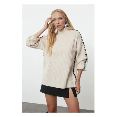 Trendyol Stone Stand Collar Knitwear Sweater