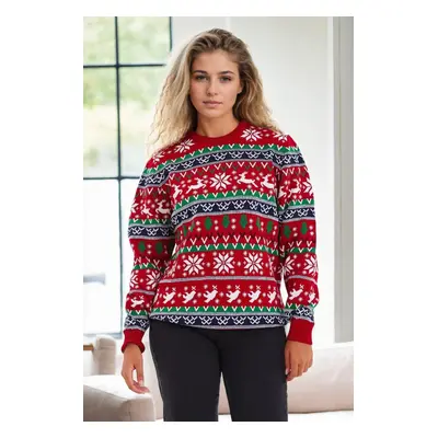 88147 Dewberry Christmas Womens Sweater-RED