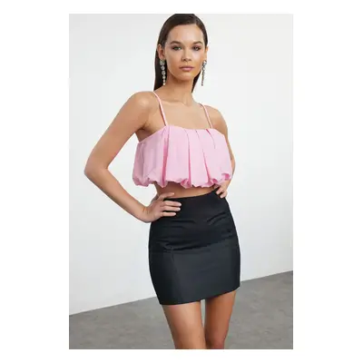 Trendyol Pink Crop Woven Balloon Blouse