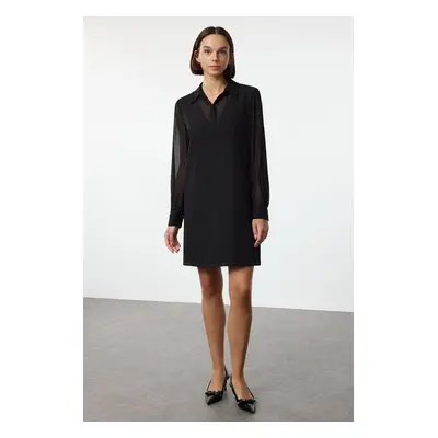 Trendyol Black Straight Cut Pocket Detailed Mini Woven Dress