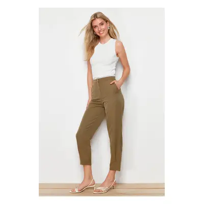 Trendyol Khaki Cigarette Stitched Woven Trousers