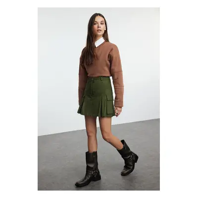 Trendyol Khaki Weave Short Skirt with Cargo Pocket