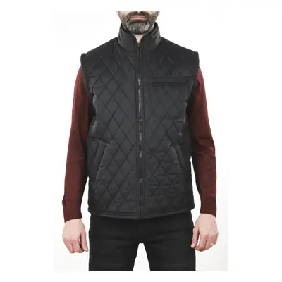 88816 Dewberry Quilted Pockets and Fleece Inside Mens Vest-BLACK