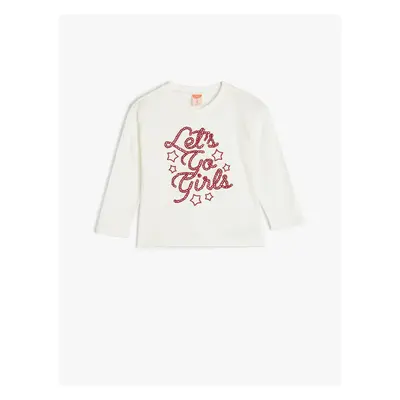 Koton T-Shirt Slogan Printed Long Sleeve Crew Neck Cotton