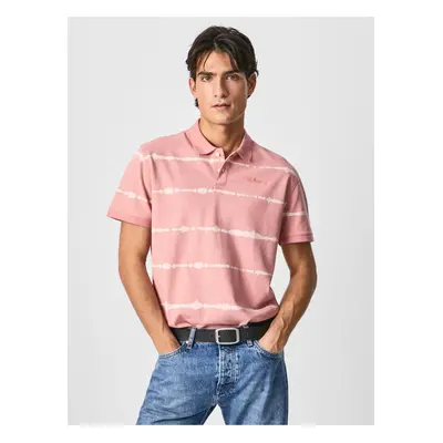 Růžové pánské pruhované polo tričko Pepe Jeans Farrell - Pánské