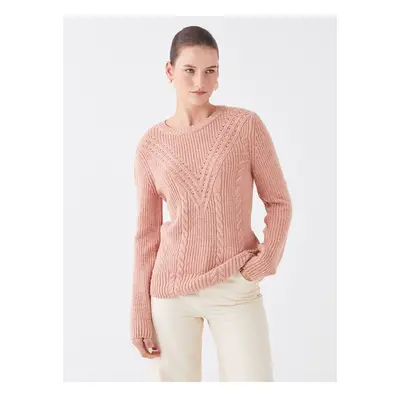 LC Waikiki Crew Neck Openwork Long Sleeve Women's Knitwear Sweater