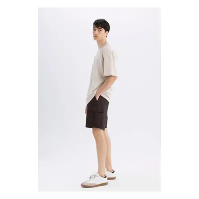 DEFACTO Regular Fit Cargo Pocket Basic Plain Bermuda Shorts