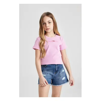 DEFACTO Girl Slim Fit Crew Neck Ribbed Camisole Short Sleeve T-Shirt