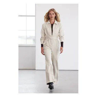 Trendyol Limited Edition Stone Belted Pocket Detailed Suede Jumpsuit