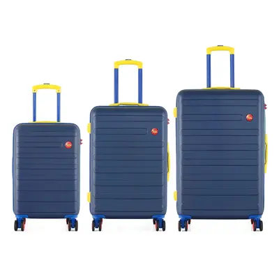 Semiline Unisex's 3-in-1 ABS Suitcases Set T5847-0 Navy Blue