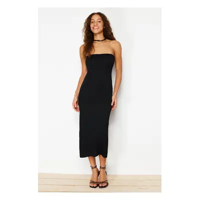 Trendyol Black Maxi Knitwear Strapless Dress