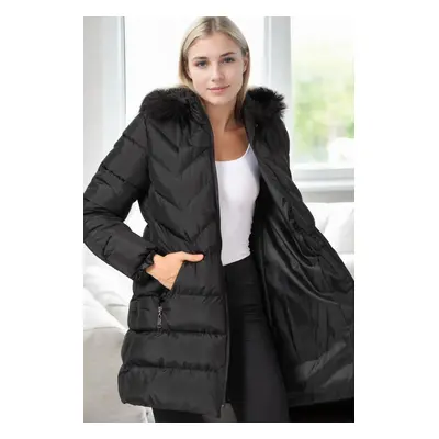 Z6759 DEWBERRY WOMEN'S COAT-PLAIN BLACK