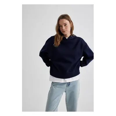 DEFACTO Boxy Fit Hooded Thick Basic Sweatshirt