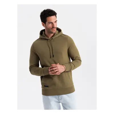 Ombre BASIC men's cotton kangaroo hooded sweatshirt - olive