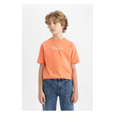 DEFACTO Boy's Oversize Fit Crew Neck Printed Short Sleeve T-Shirt