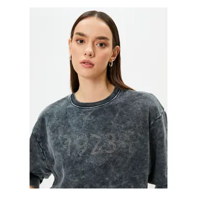 Koton Crew Neck Sweatshirt Embroidered Pale Effect 100th Anniversary Special