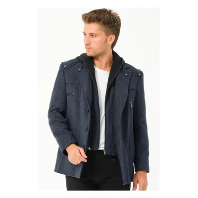 K7532 DEWBERRY MEN'S COAT-DIAGONAL NAVY BLUE