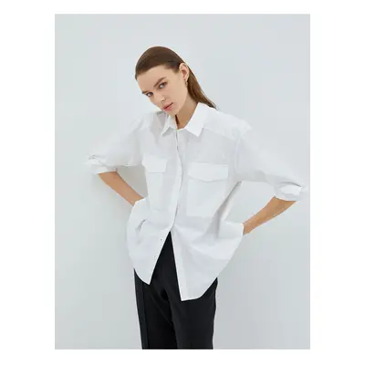 Koton Oversize Cotton Shirt with Pocket Detail