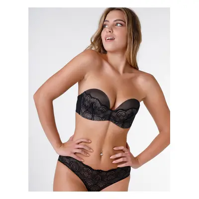 Černá dámská krajková podprsenka bez ramínek Wonderbra ULTIMATE LACE STRAPLESS BRA